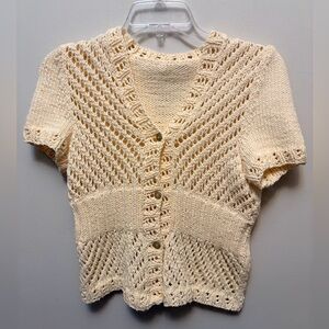 HAND MADE Cream Cotton Knit Women's Sweater